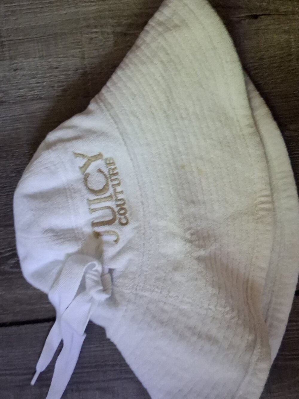 Juicy Couture White Terry Hat OS Large